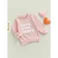 thumbnail image 3 of Qmyliery Toddler Girls Letter Print Long Sleeve Round Neck Loose Pullovers Gift, 3 of 9