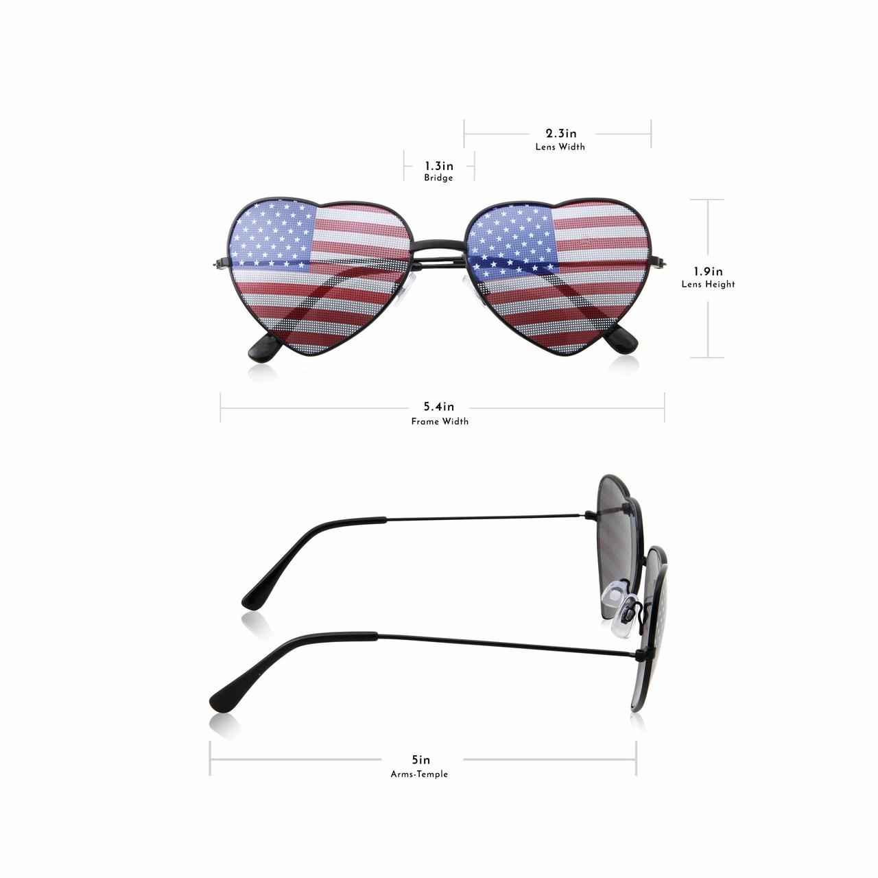 grinderPUNCH Women's Heart Shaped American Flag Cute Sunglasses US Shades - image 5 of 5