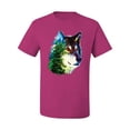 thumbnail image 2 of Earth Wolf Trees Mountains Nature Animal Lover Men's Graphic T-Shirt, Fuschia, 3XL, 2 of 3