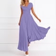 thumbnail image 2 of Leeye High Waist Short Sleeve V Neck Long Dresses for Wedding Proms Party Graduation Date Night Outingand Casual, Chiffon, 1PC, S-5XL for Choose(Women's), 2 of 5