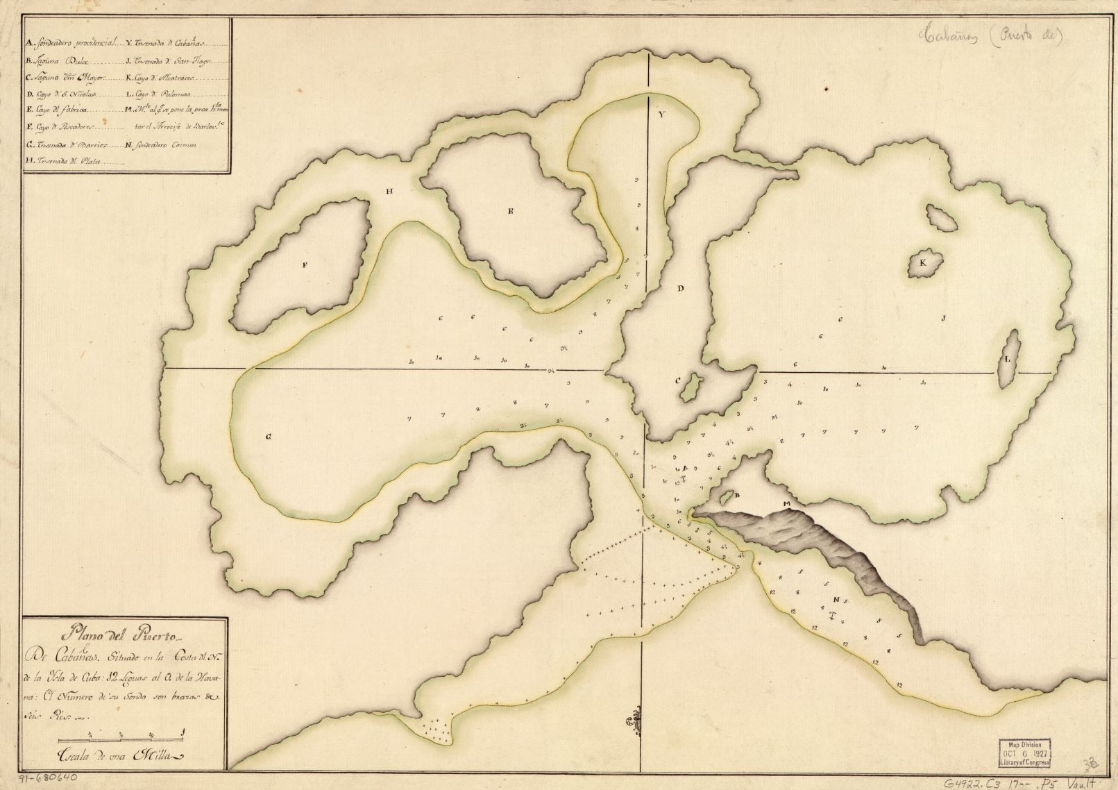 20x30 Plano Del Puerto De Cabaaƒae A A Aƒa Sa A As Situado En La Costa Dl N De La Ysla De Cuba 12 Leguas Al O De La Havana Walmart Com Walmart Com
