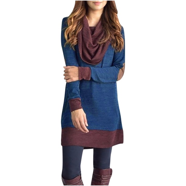 Moda mujer Casual apenado Patchword bufanda cuello blusa manga larga Tops Fridja FKASFK3502