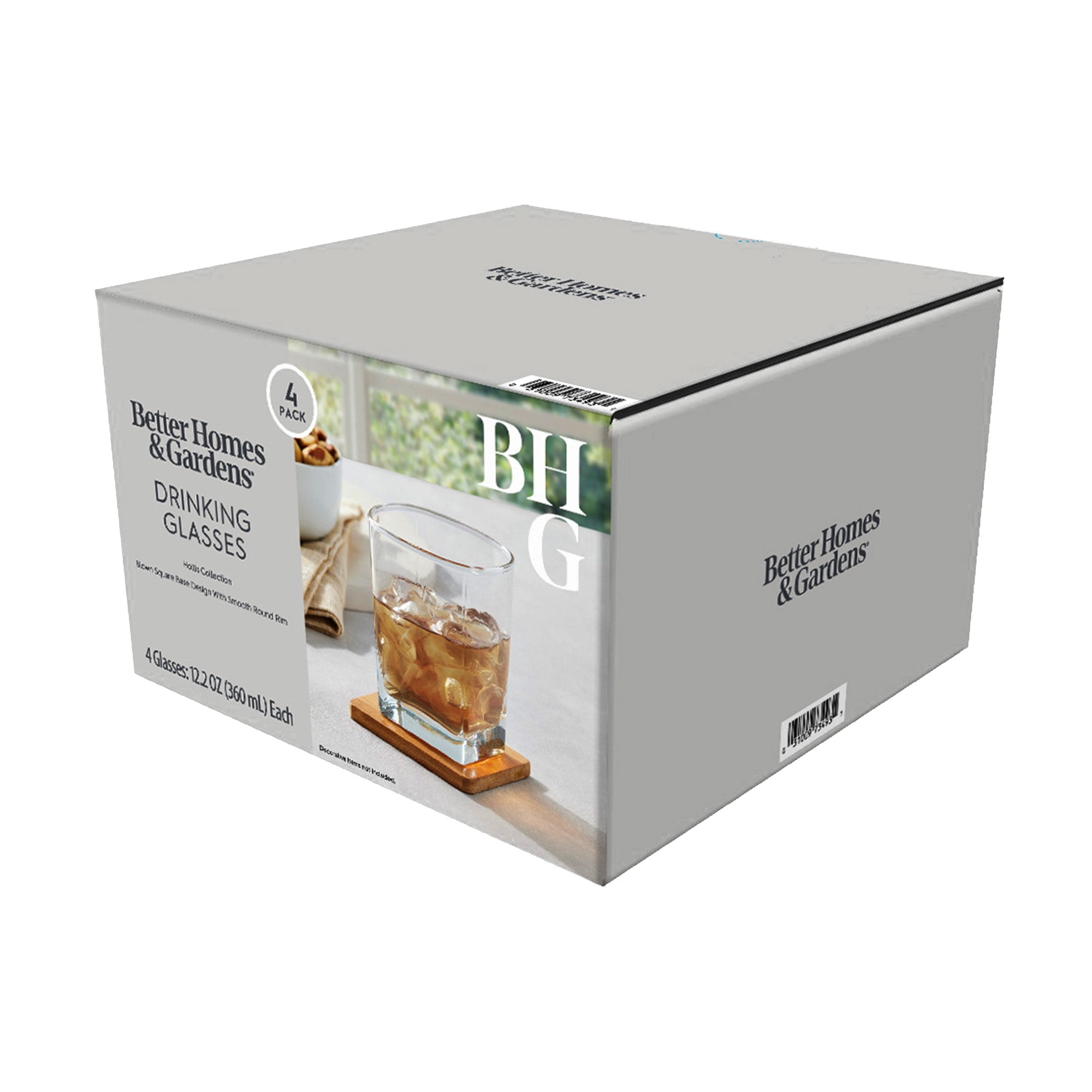 Better Homes & Gardens Hollis Drinking Glasses, 12.17 oz, Set of 4