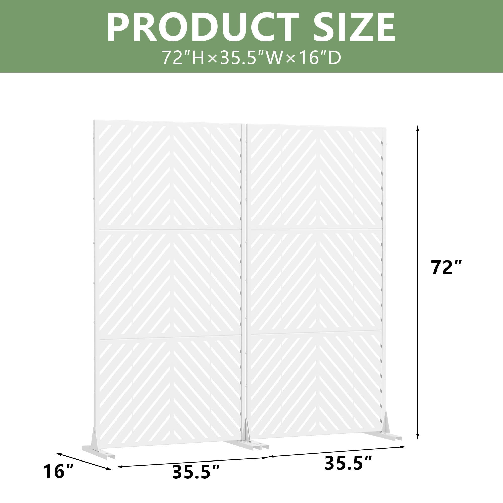 MAYEERTY 2-Piece Outdoor Metal Privacy Screen 6ft × 3ft White, 3-Panel Parallel Decorative Screen, Rust-Resistant for Patio