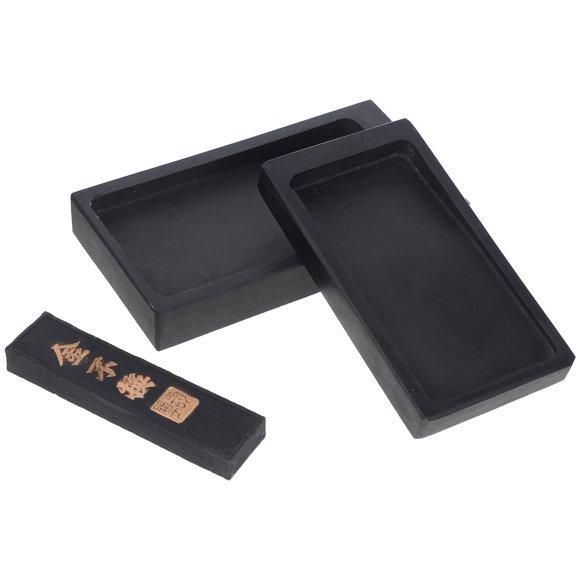 OUNONA 1Set Portable Chinese Calligraphy Inkstone and Ink Stick Set Natural Material for Artistic Expression