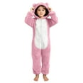 thumbnail image 2 of BRGZLK Girls Fleece Jumpsuits Kids Hooded Rompers Costume Fuzzy Cute Onesie Fall Winter Cozy Zipper Playsuit Jumper with Cat Ears Pink 4-5 Years, 2 of 5