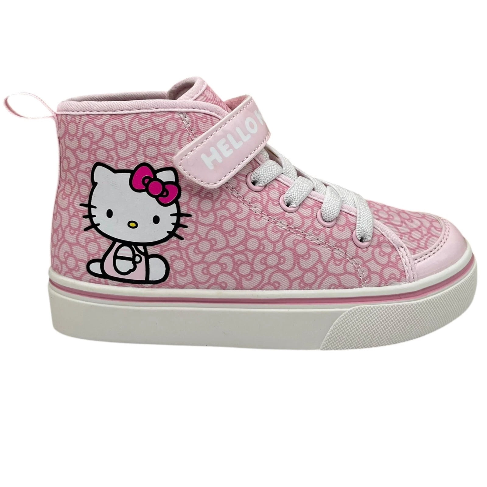 Hello Kitty Little Girls High Top Slip-on Sneaker Size 1Y Pink-White Lightweight