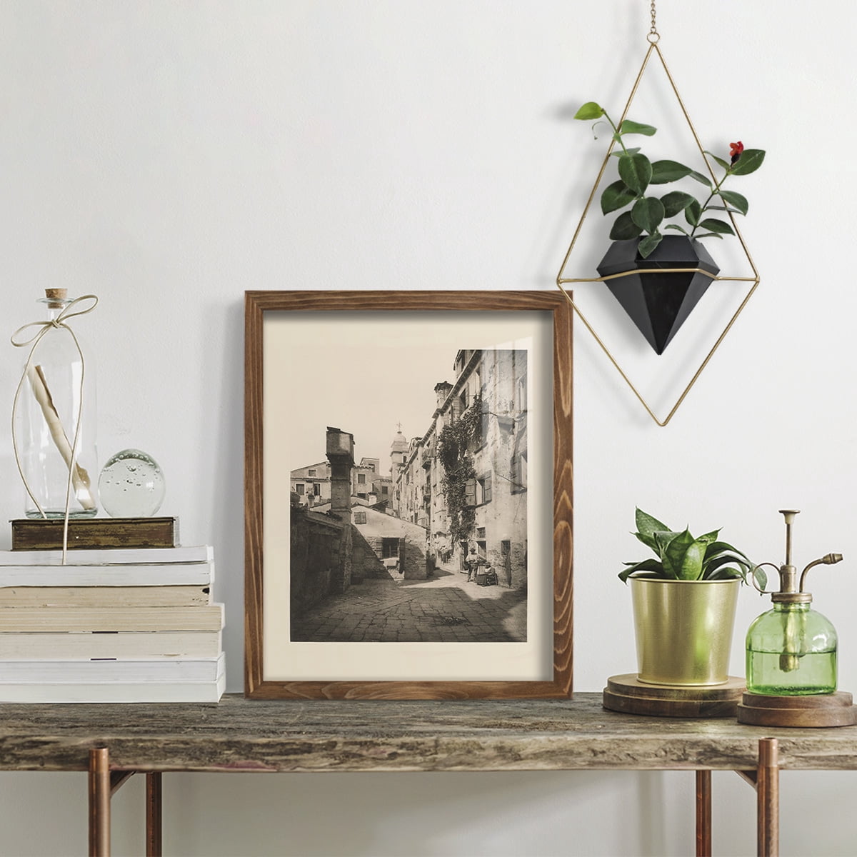 Vintage Views of Venice VIII - Framed Print w/glass - Walnut
