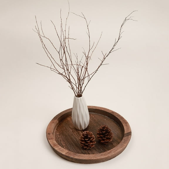 Rustic Wooden Tray Candle Holder,Round Wood Farmhouse Decorative Tray,Vintage Centerpiece Candle Holder Trays for Kitchen Countertop,Home Decor,Wedding Centerpiece-S