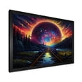 thumbnail image 2 of Designart "Train Tracks to the Sky on Starry Night III" Transportation Framed Wall Art Decor - Modern Blue Train Entryway Framed Wall Art, 2 of 6