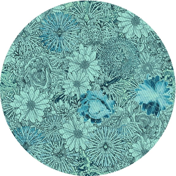 Ahgly Company Machine Washable Indoor Square Transitional Greenish Blue Green Area Rugs, 3' Square