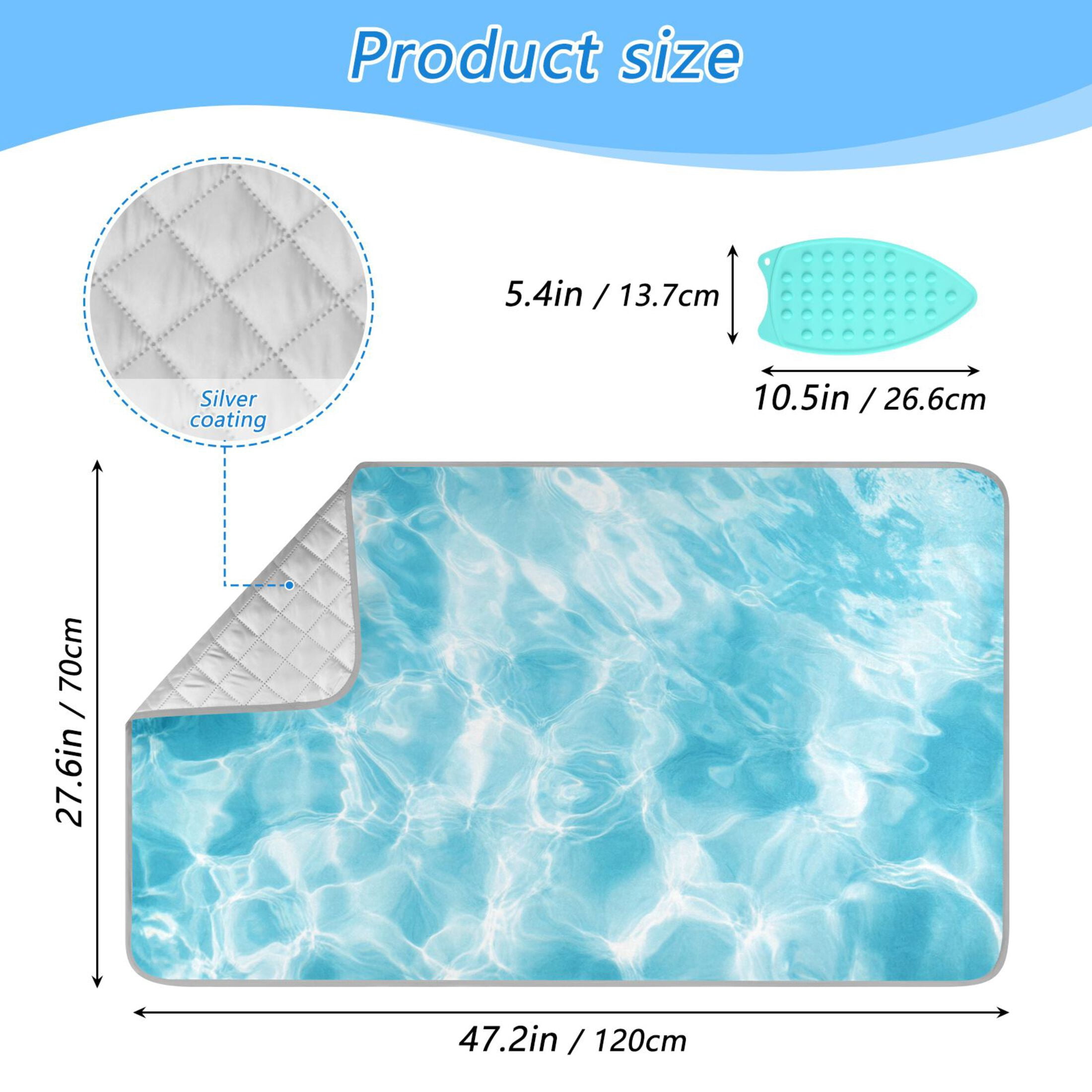 Light Blue Water Texture Ironing Mat Blanket Portable Travel Ironing Pad Heat Resistant Pad 47.2" x 27.6”