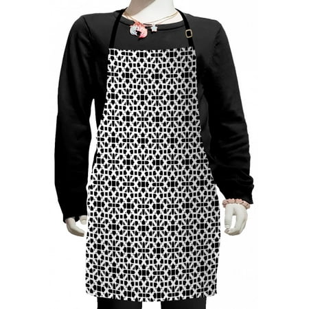

Abstract Geometry Kids Apron Monochromatic Modern Grunge Style Grids Illustration Print Boys Girls Apron Bib with Adjustable Ties for Cooking Baking Painting Charcoal Grey and White by Ambesonne