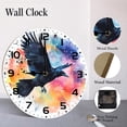 thumbnail image 4 of ZXCXRQFa Clock Watercolor Black Bird Wall Clock Vintage Battery Operated Silent Non Ticking Round Wooden Wall Clocks Decorative for Kitchen Living Room Bedroom Office Garden Outdoor 10 Inch, 4 of 7