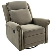 GDF Studio Velvet Swivel Rocking Recliner with Adjustable Backrest & Nailhead Trim, Light Brown