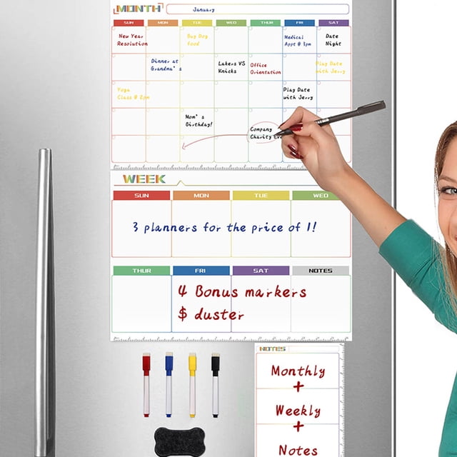 Erasable Magnetic Day Weekly Monthly Planner Calendar Fridge Whiteboard Sticker