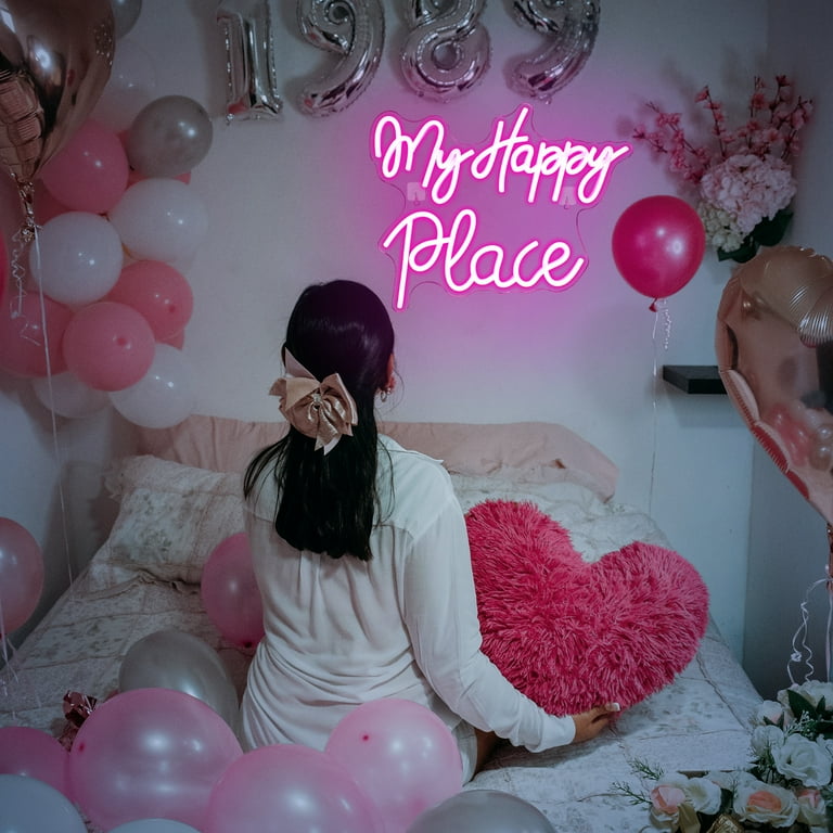 お歳暮ならオンライン Wanxing Custom My Happy Place LED Neon Desk Light for Room その他