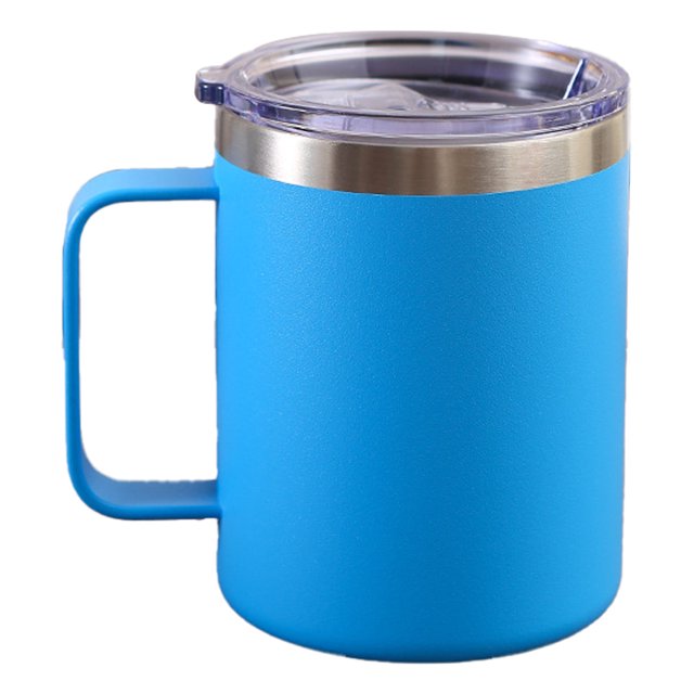 Vaso con aislamiento al vacío y tapa de acero inoxidable, taza de café con asa