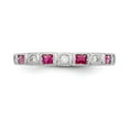 thumbnail image 4 of 14K White Gold Ring Band Wedding Diamond Baguette Round, Size 8, 4 of 7