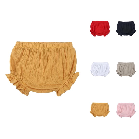 Baby Girls Boys Solid Spring Summer Bloomers Ruffle Shorts Clothes Lightweight Breathable Diaper Cover Shorts for Daily Wear