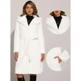 thumbnail image 2 of DARING DIVA Women's Warm Fluffy Faux Fur Coat with Belt S White, 2 of 6