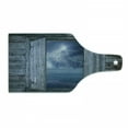 thumbnail image 1 of Nature Cutting Board, Thunder Bolt at Night from Window in a Seaside House Forces of Nature Theme Print, Tempered Glass Cutting and Serving Board, Wine Bottle Shape, Blue Grey, by Ambesonne, 1 of 1