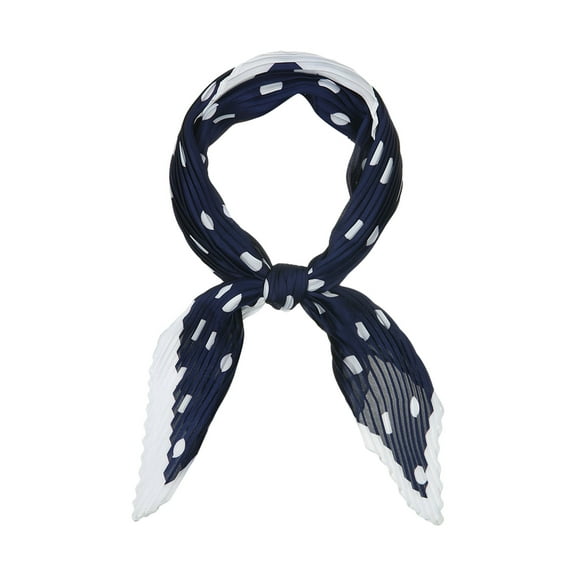 INSPIRE CHIC Women's Rhombus Handkerchief Polka Dots Bandana Hair Wrap Headband Navy Blue White 102x45cm/40x18 inches(LxW)