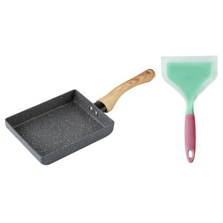 

Omelette Pan Non-Stick Japanese Tamagoyaki Pan with Anti Scalding Handle Rectangle Egg Frying Pan with Spatula gray