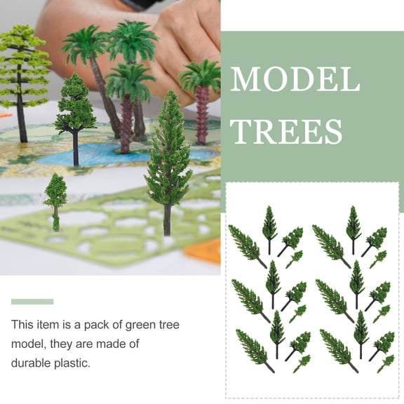 WEAVILUX 50 Pcs Miniature Model Trees for Model Building, Plastic Fake Trees, Random Colors, Landscape Decoration Props