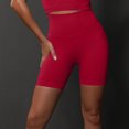 thumbnail image 5 of OSOLU Fitness Yoga Shorts High Waist Soft Spandex Riding Shorts Women's Dance Volleyball Lift Shorts Sports Soft Tummy Control Workout Athletic Gym Bottoms Red M, 5 of 5