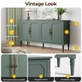 thumbnail image 4 of May in Color 58" Wood Buffet Cabinet, Mid-Century Modern Console Cabinet, with 4 Door & Media Storage, for Entryway, Living Room, Dining Room, Bedroom, Green, 4 of 10