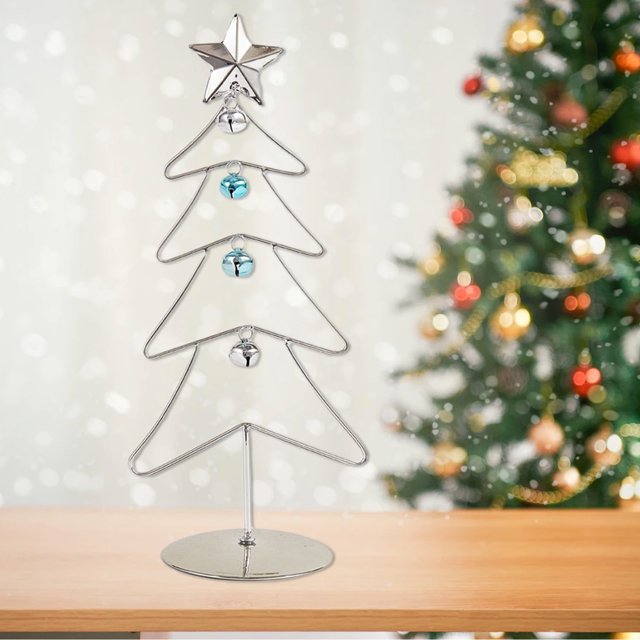 Fiudx Artículos en oferta con ofertas flash Árbol de Navidad de metal de mesa, soporte de exhibición de adornos de hierro forjado, adorno navideño de 11 pulgadas, decoraciones de escritorio, mini árb