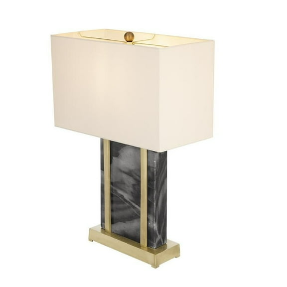 Table Lamp - Gold & Black - Rectangular Shade - 25.5" Tall Accent Lighting