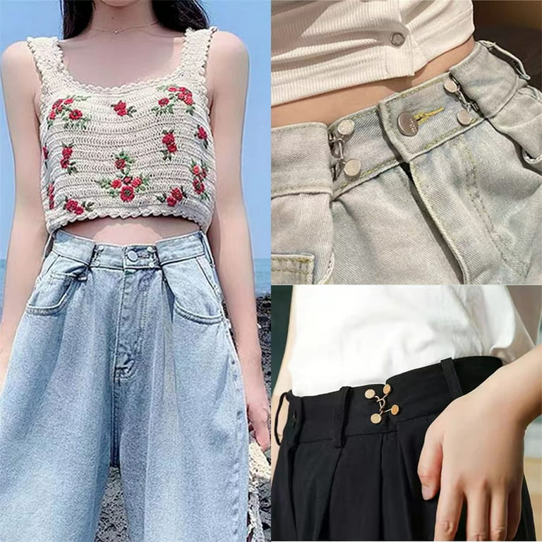 4 Set Pant Waist Tightener, Adjustable Waist Buckle Set, Instant Removable  Extra Button No Sewing Diy Pant Waist Buttons For Pants, Jeans, Skirts