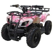 MotoTec 24V Kids Battery Powered ATV Four Wheeler V4 Camo Pink