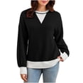 thumbnail image 2 of Warop Women's Colorblock Knit Sweater Round Neck Twist Texture Long Sleeve Pullover Loose Fit Top for Winter, 2 of 6