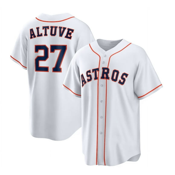 Maillot de Baseball pour Hommes Houston Astros ALTUVE 27 BREGMAN 2 Réplique Nom de Joueur Jersey