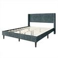 thumbnail image 6 of Castle Place Modern Wingback Corduroy Velvet Upholstered Queen Platform Bed, Light Blue, 6 of 11