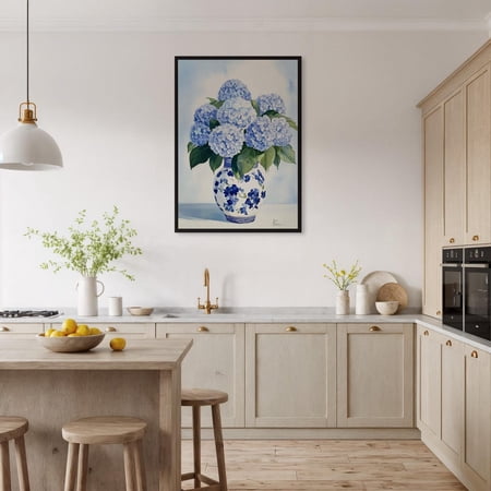 Blue Hydrangea Bouquet Wall Art, Elegant Floral Decor, Unframed Paper Print Size 8x12