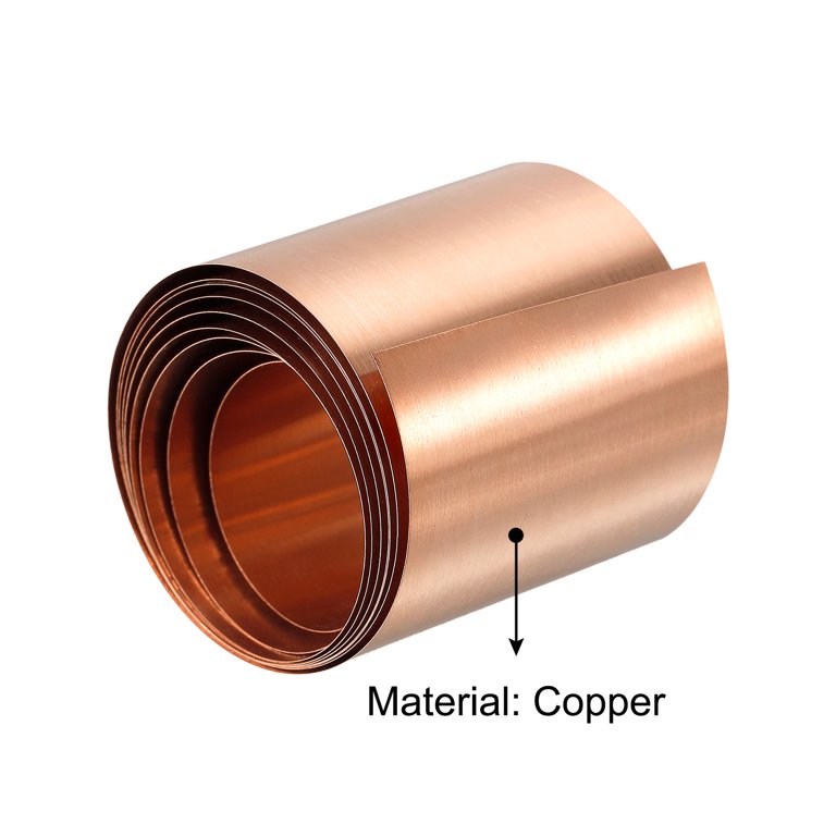 Uxcell Copper Thin Foil Roll Sheet, 0.2x15x1000mm Pure Copper Foil Sheet Roll Copper Strip, Red Copper, Bronze