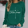 thumbnail image 4 of GuzomFashion Festive Womens Green Christmas Cross Heart Graphic Sweatshirt - 100% Polyester Loose Fit Round Neck Long Sleeve Religious Casual Pullover,Size M, 4 of 5