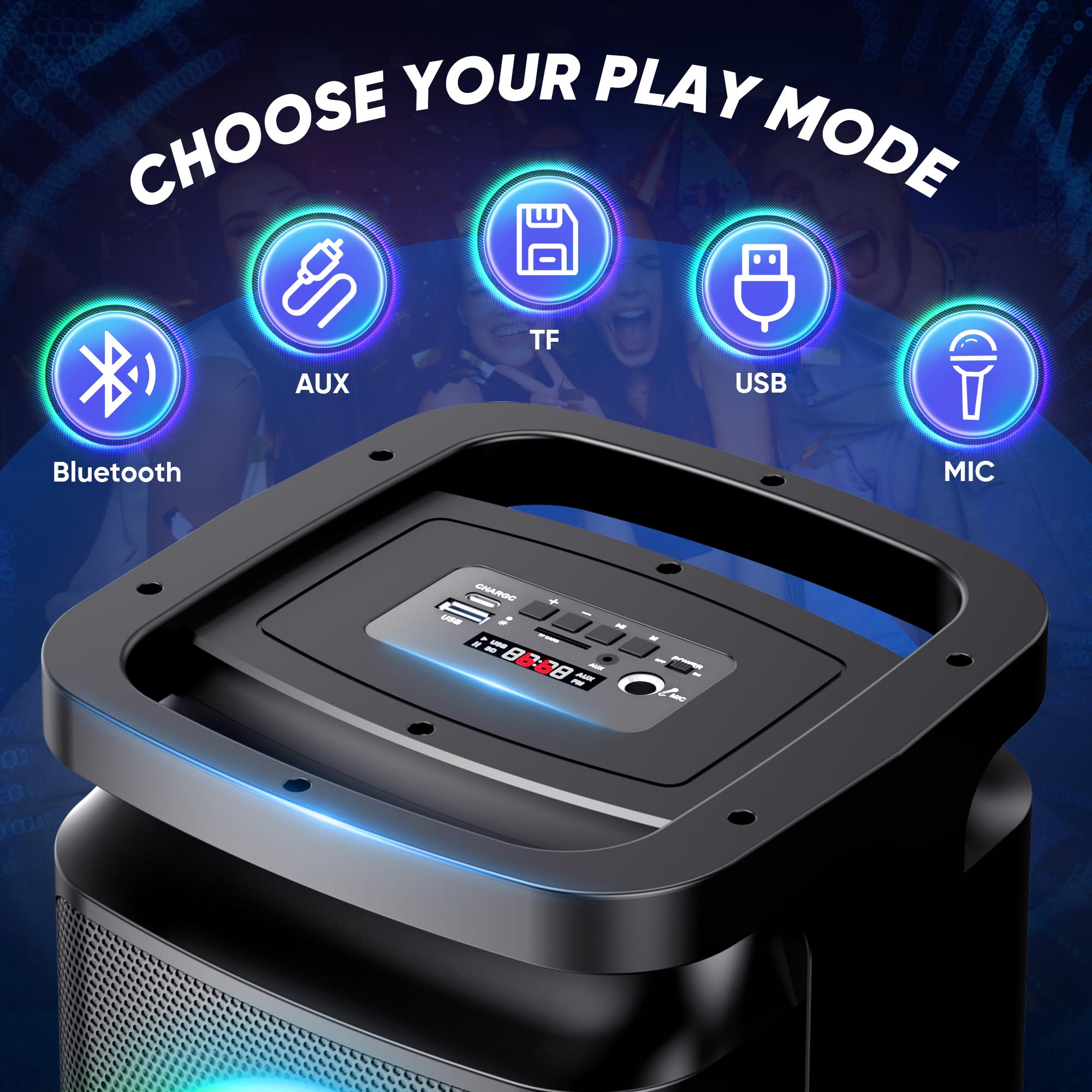 GCZ 120W Party Bluetooth Speaker with Karaoke Effects photo 6