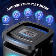 GCZ Party Bluetooth Speaker, 120W Loud Sound with Deep Bass for Outdoor Backyard Party, TWS Party Lights and Karaoke Effects, Microphone and Guitar Input