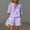 Purple plus size 2 piece shorts set a1, variant on Cagogo Women Plus Size V Neck 2 Piece Shorts Set Casual Solid Boho Beach Outfits Loose Short Sleeve Crew Neck Tops Comfy Pants Matching Lounge Sets Tracksuits Loungewear Travel Airport Clothes,