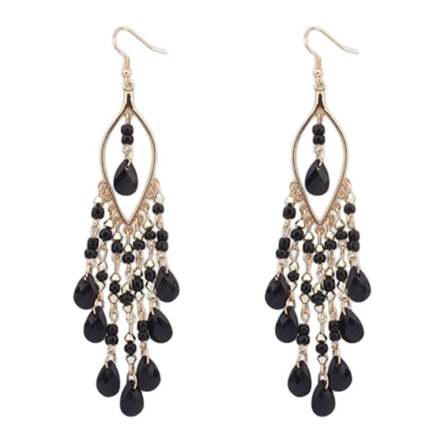 Sonducket Pendientes bohemios de moda para mujer Pendientes colgantes con cuentas de colores, fáciles de usar y elegantes, negro Type3 NO3