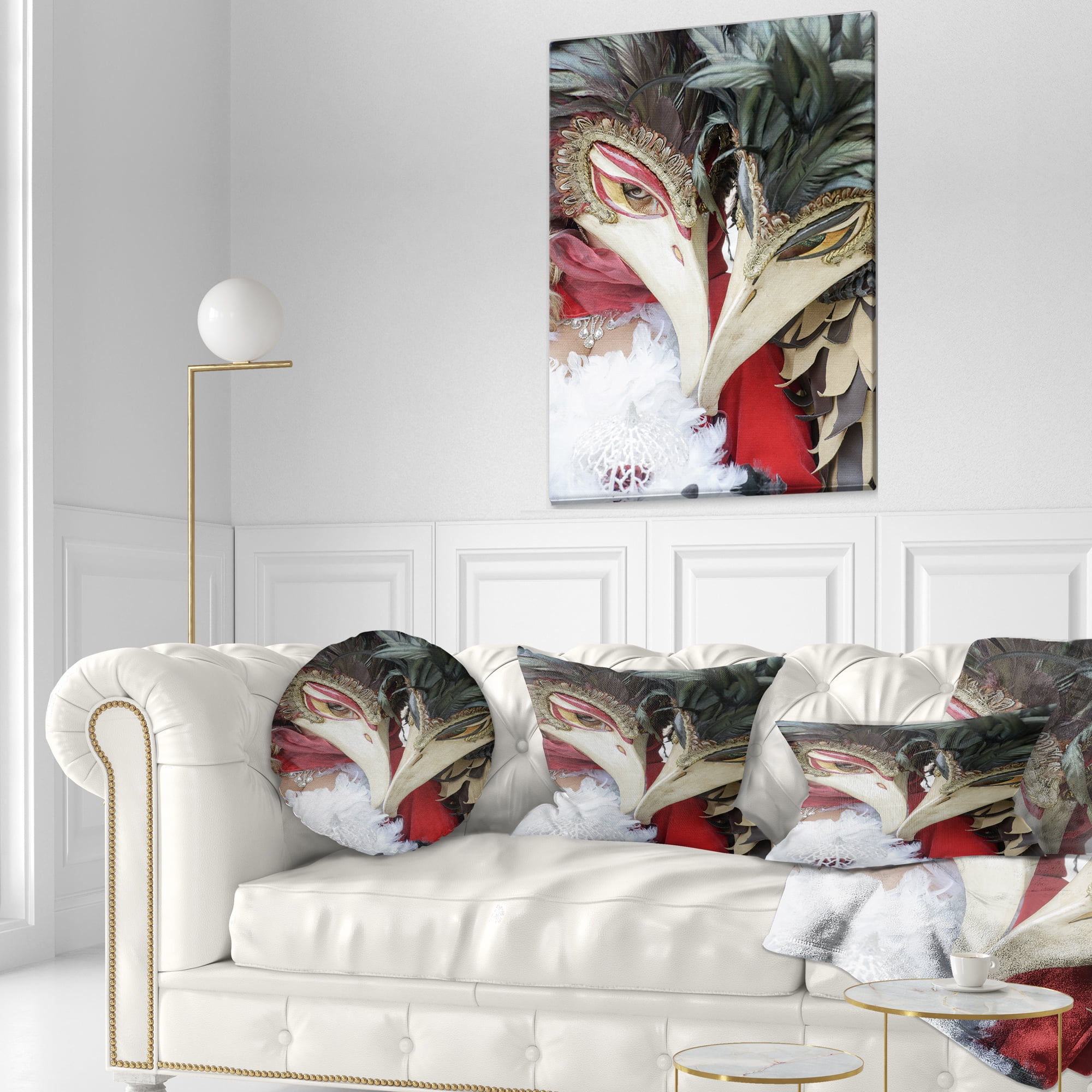 Designart Carnival in Venice in Italy - Floral Throw Pillow - 12x20