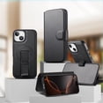 thumbnail image 2 of ELEHOLD Leather Case For iPhone 15 Plus 2-in-1 Shockproof Cover, With Magnetic Detachable Flip Card Holder Wallet, Kickstand & Wristband, MagSafe Compatible, Black, 2 of 15