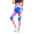 thumbnail image 5 of LAVA Tie Dye Leggings for Women High Waisted Butt Lifting Scrunch Yoga Pants Workout Textured Capri（Purple, L), 5 of 7