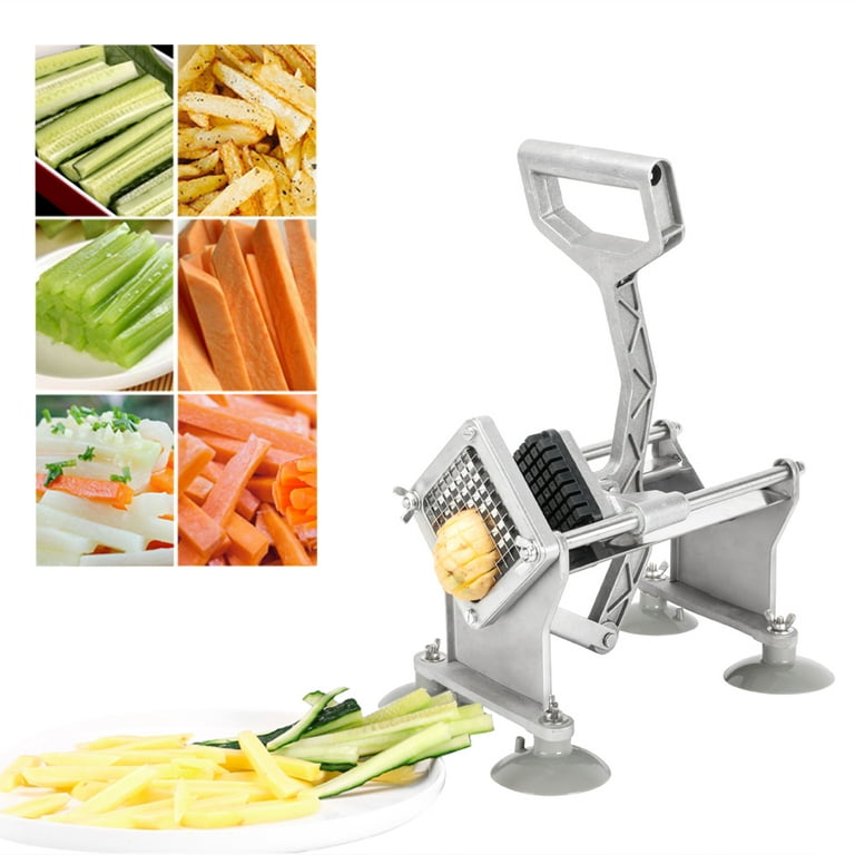 Commercial Vegetable Fruit Chopper, Stainless Steel French Fry Cutter w/ 4  Blades 1/4 3/8