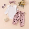 thumbnail image 2 of Karoyedx Baby Girl Clothes Newborn Infant Girl Clothes Rib Knit Romper Print Pants Headband Baby Clothes for Girls Pink Size,0-3 Months, 2 of 9